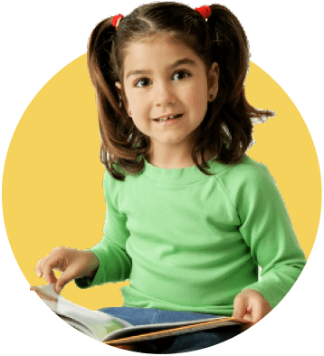Girl learning with materials
